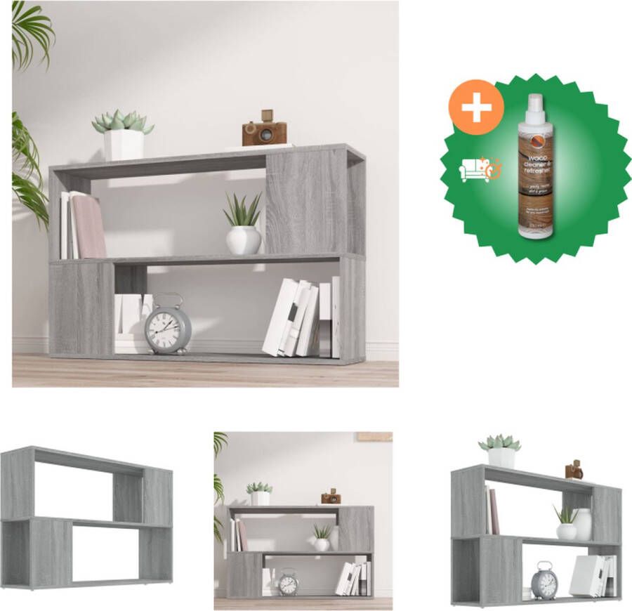 VidaXL Boekenkast Modern Design Meubilair Afmetingen- 100 x 24 x 63 cm (B x D x H) Kleur- Grijs Sonoma Eiken Materiaal- Bewerkt Hout Kast Inclusief Houtreiniger en verfrisser