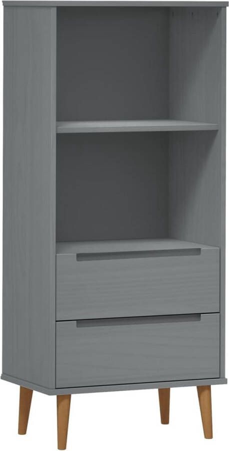 VidaXL -Boekenkast-MOLDE-60x35x133 5-cm-massief-grenenhout-grijs - Foto 2