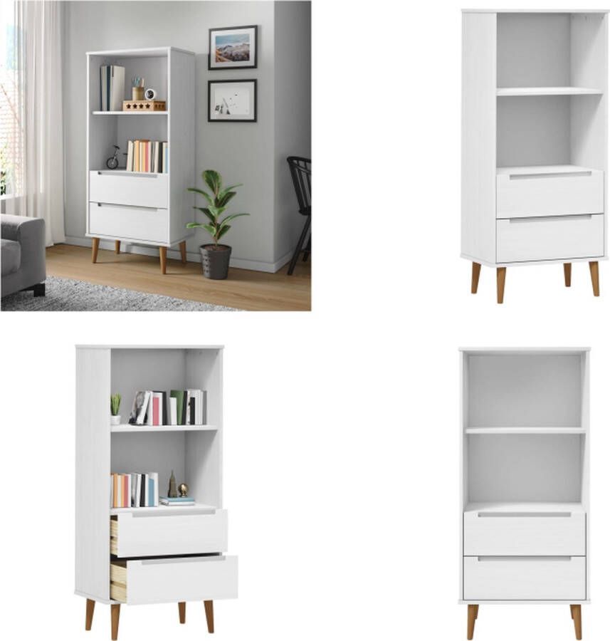 VidaXL Boekenkast MOLDE 60x35x133-5 cm massief grenenhout wit Boekenkast Boekenkasten Boekenschap Boekenstandaard