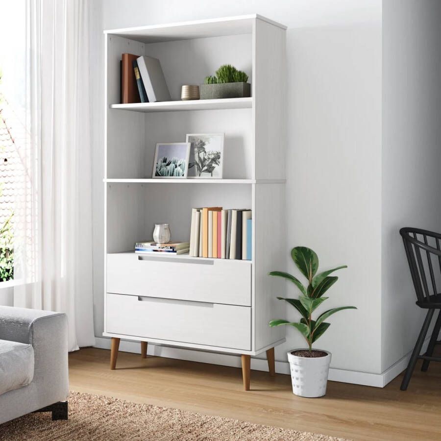 Vida XL Boekenkast MOLDE 85x35x170 5 cm massief grenenhout wit SKU: V350541