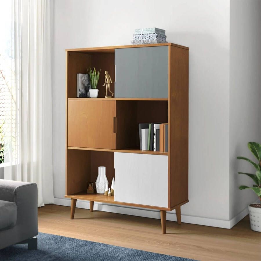 VidaXL -Boekenkast-MOLDE-90x35x133 5-cm-massief-grenenhout-bruin