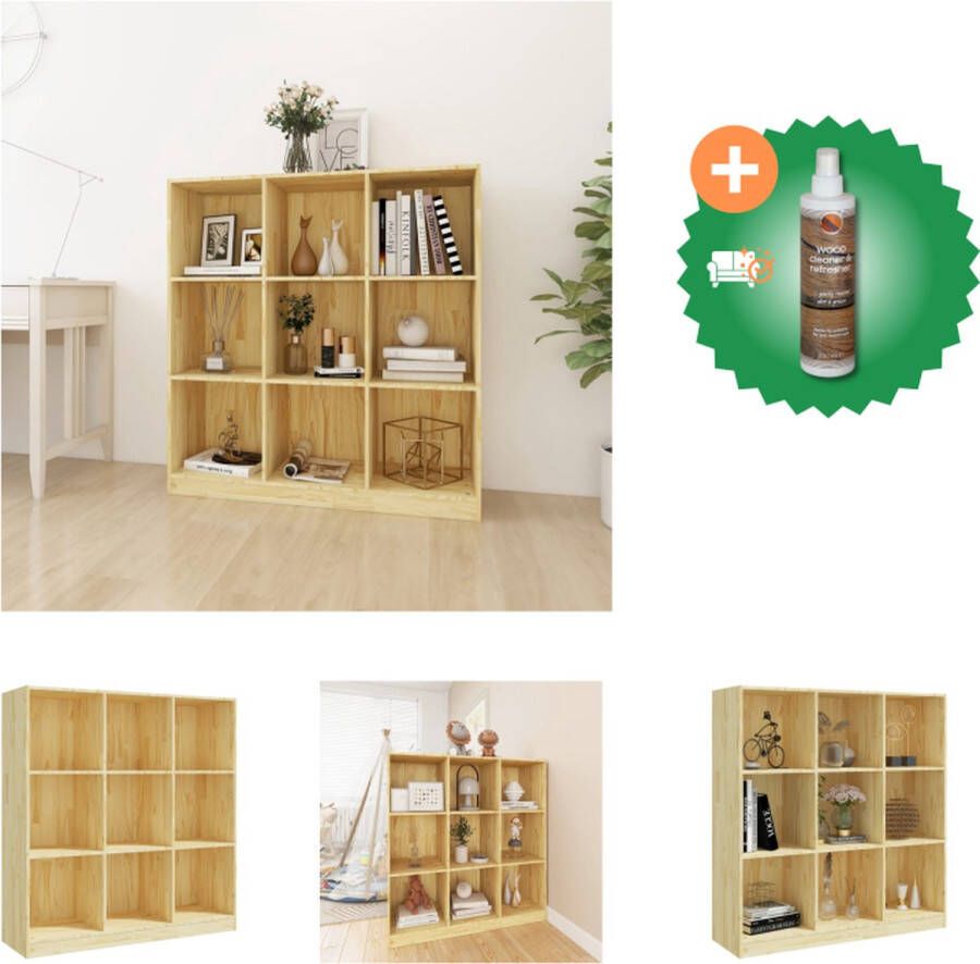 VidaXL Boekenkast Opbergkast Massief Grenenhout 104x33.5x110 cm Decoratief en praktisch Kast Inclusief Houtreiniger en verfrisser