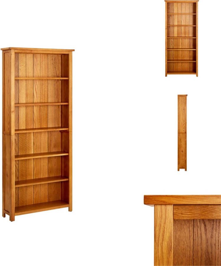 VidaXL Boekenkast Boekenkasten Boekenplank Boekenplanken Boekenkast met 6 schappen 80x22 5x180 cm massief eikenhout