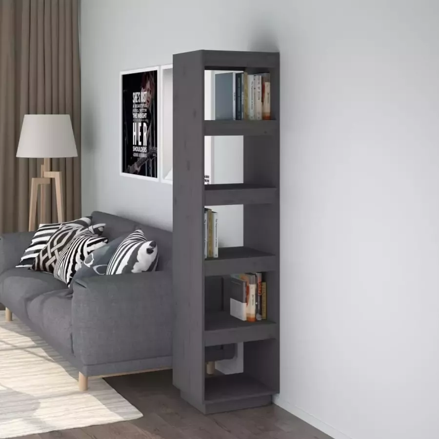 VidaXL Boekenkast Room Divider 40x35x167 cm massief grenen grijs