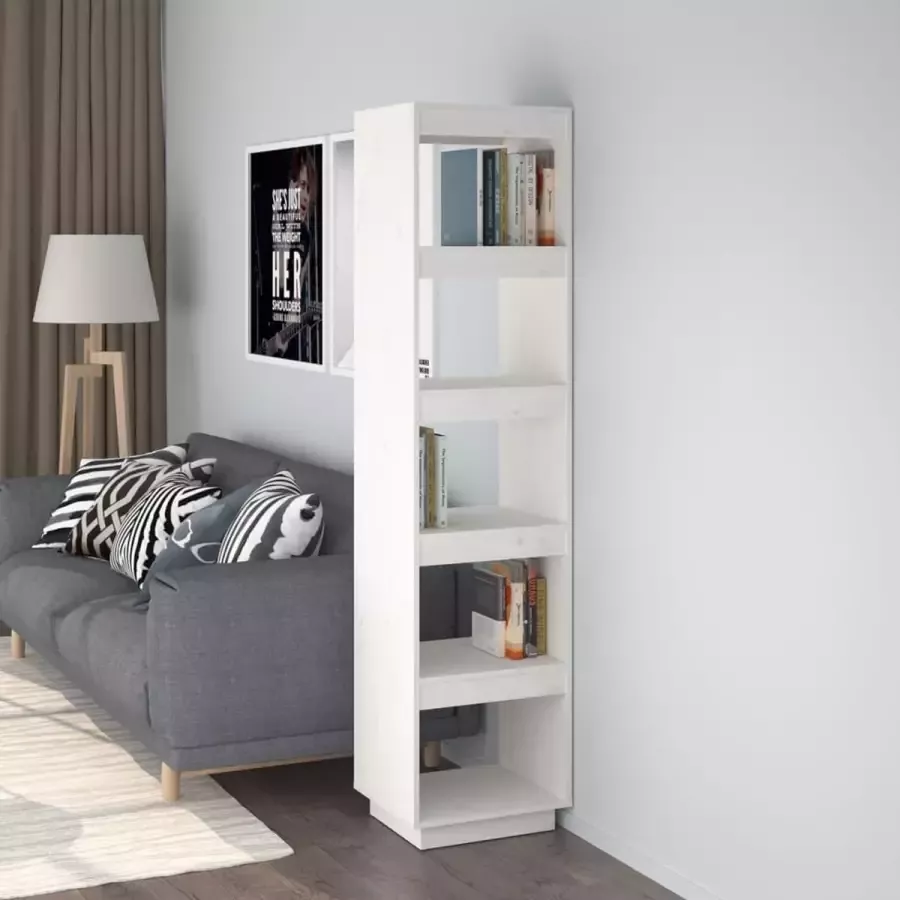 VidaXL Boekenkast Room Divider 40x35x167 cm massief grenen wit