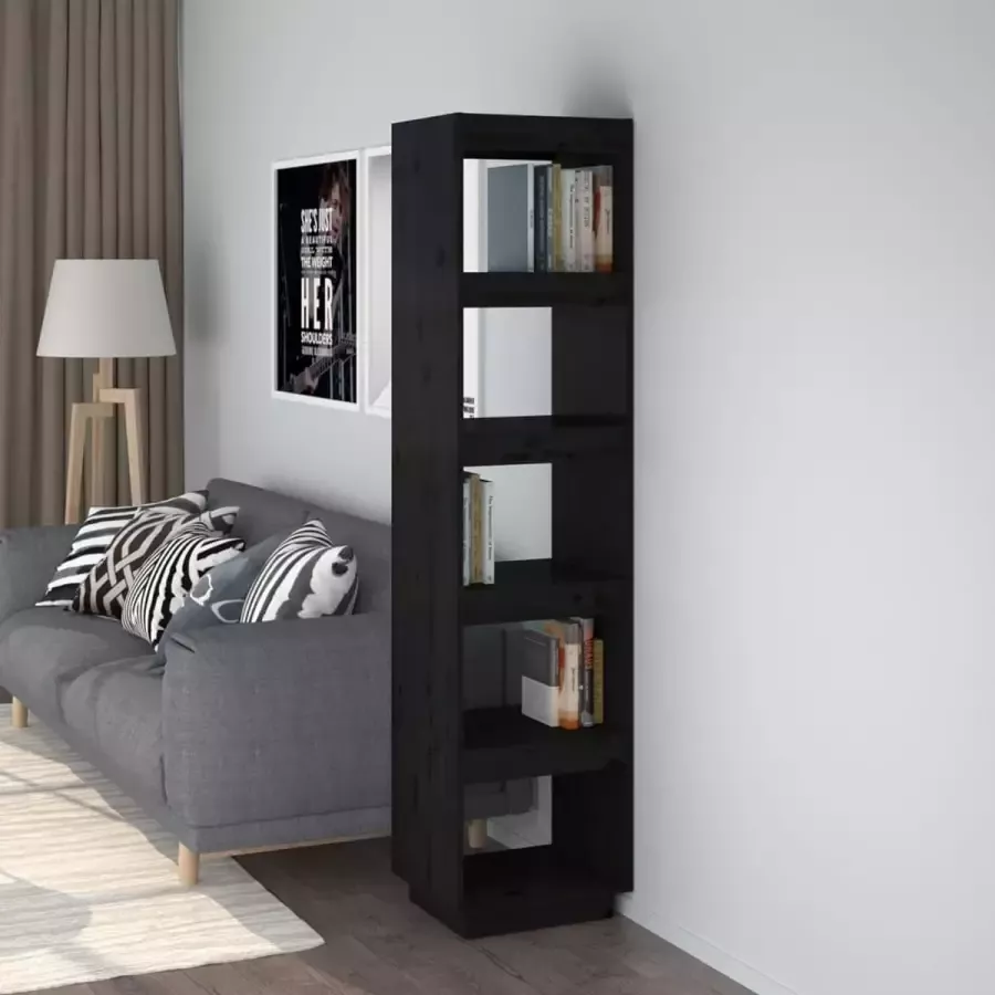 VidaXL Boekenkast Room divider 40x35x167 cm massief grenen zwart