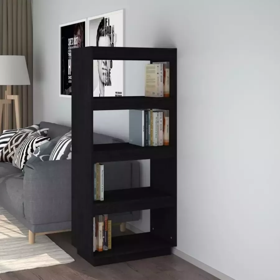 VidaXL Boekenkast Room divider 60x35x135 cm massief grenen zwart