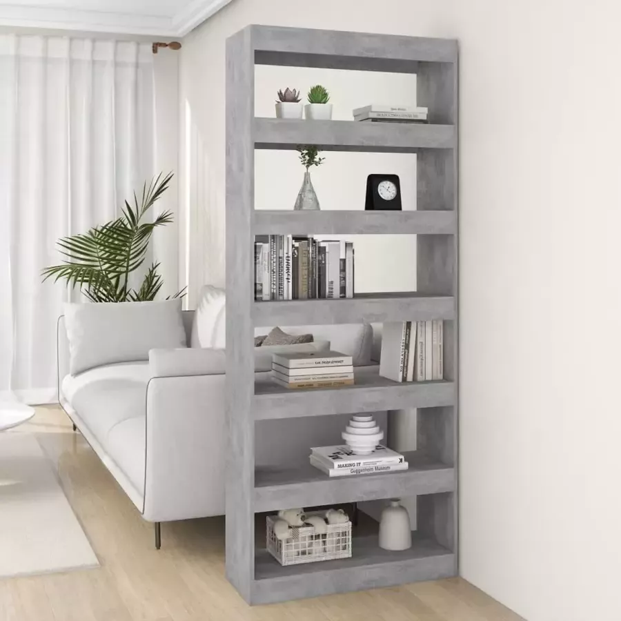 VidaXL Boekenkast Room divider 80x30x198 cm spaanplaat betongrijs