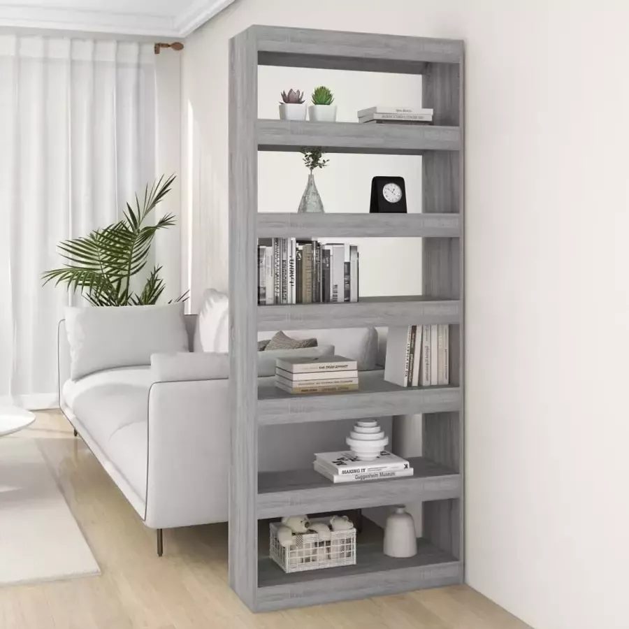 VidaXL Boekenkast Room divider 80x30x198 cm spaanplaat grijs