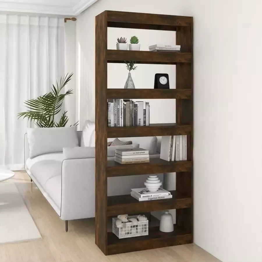 VidaXL Boekenkast Room divider 80x30x198 cm spaanplaat smoked eiken