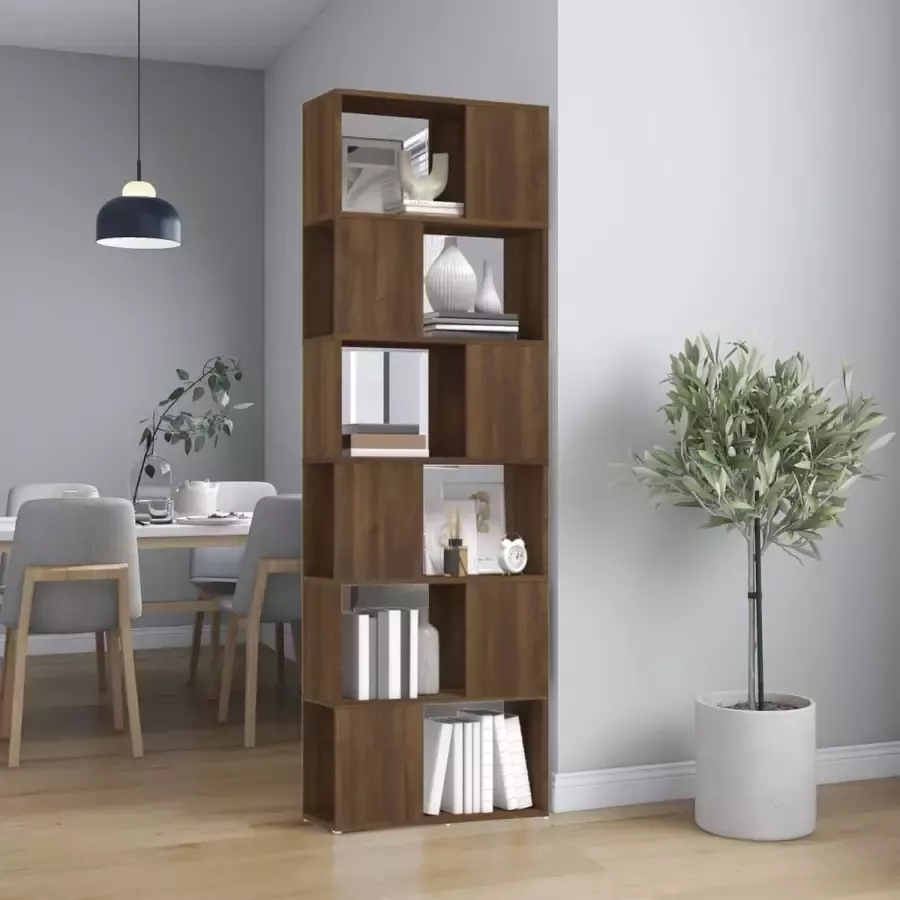 VidaXL Boekenkast Room Divider spaanplaat 60x24x186 cm kleur bruin eiken