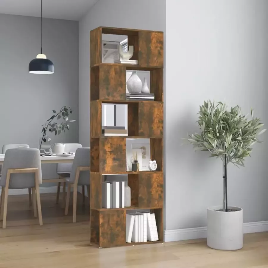 VidaXL Boekenkast Room Divider spaanplaat 60x24x186 cm kleur smoked eiken