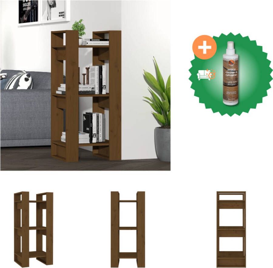 VidaXL Boekenkast kamerscherm 41x35x91 cm massief hout honingbruin Kast Inclusief Houtreiniger en verfrisser