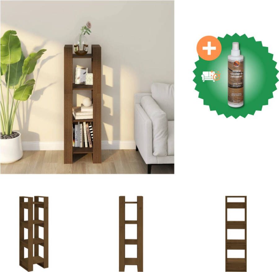 VidaXL Boekenkast kamerscherm 41x35x125 cm massief hout honingbruin Kast Inclusief Houtreiniger en verfrisser
