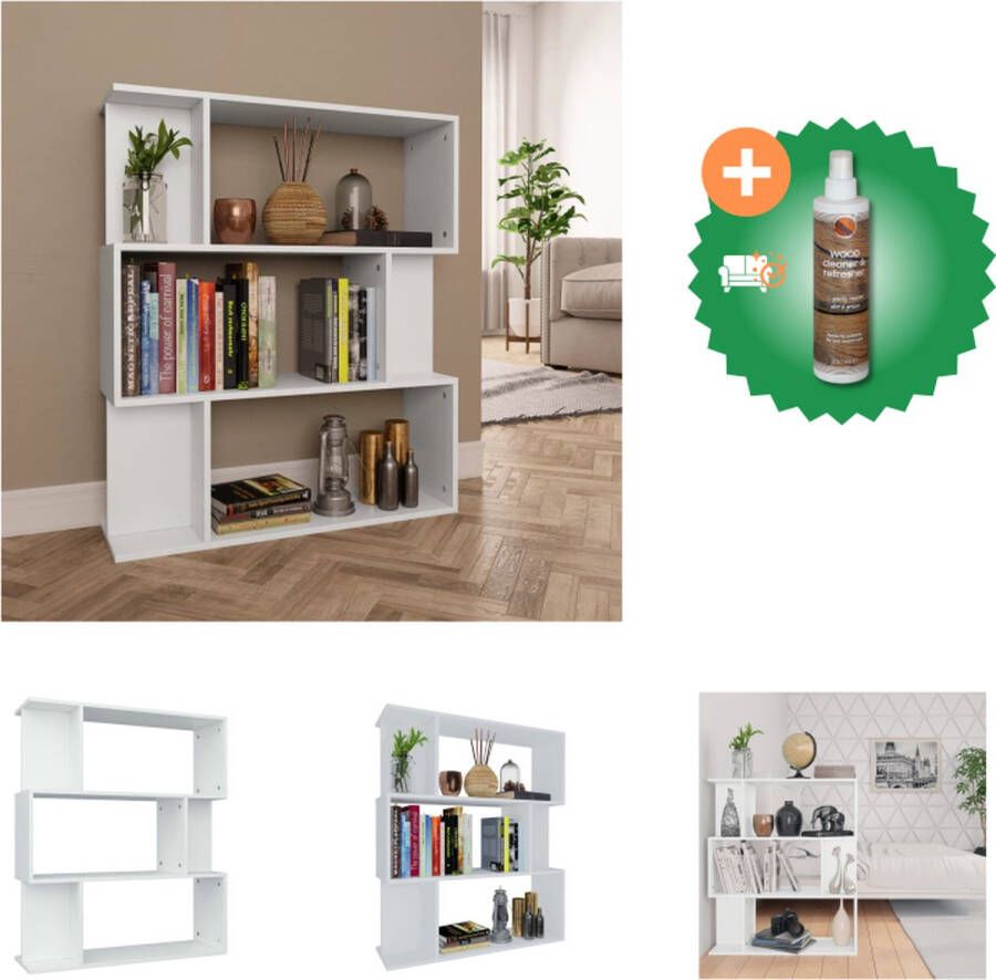 VidaXL Boekenkast s Boekenkast 80 x 24 x 96 cm Wit Bewerkt Hout Kast Inclusief Houtreiniger en verfrisser