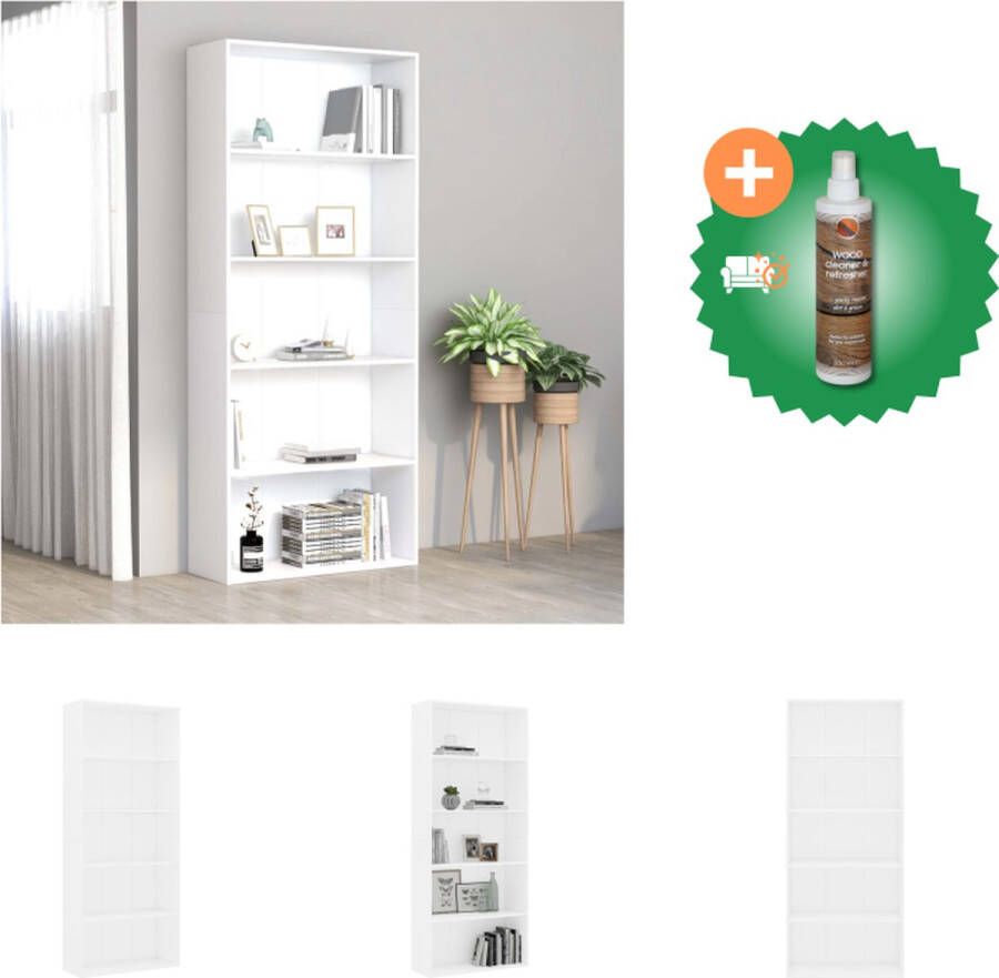 VidaXL Boekenkast s Hoge boekenkast 80 x 30 x 189 cm Wit Hoogwaardig spaanplaat Kast Inclusief Houtreiniger en verfrisser
