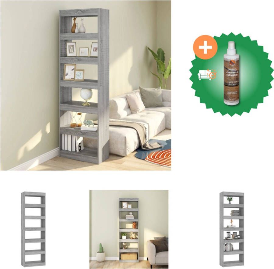 VidaXL Boekenkast s Hout 60 x 30 x 198 cm Grijs Sonoma eiken Montage vereist Kast Inclusief Houtreiniger en verfrisser