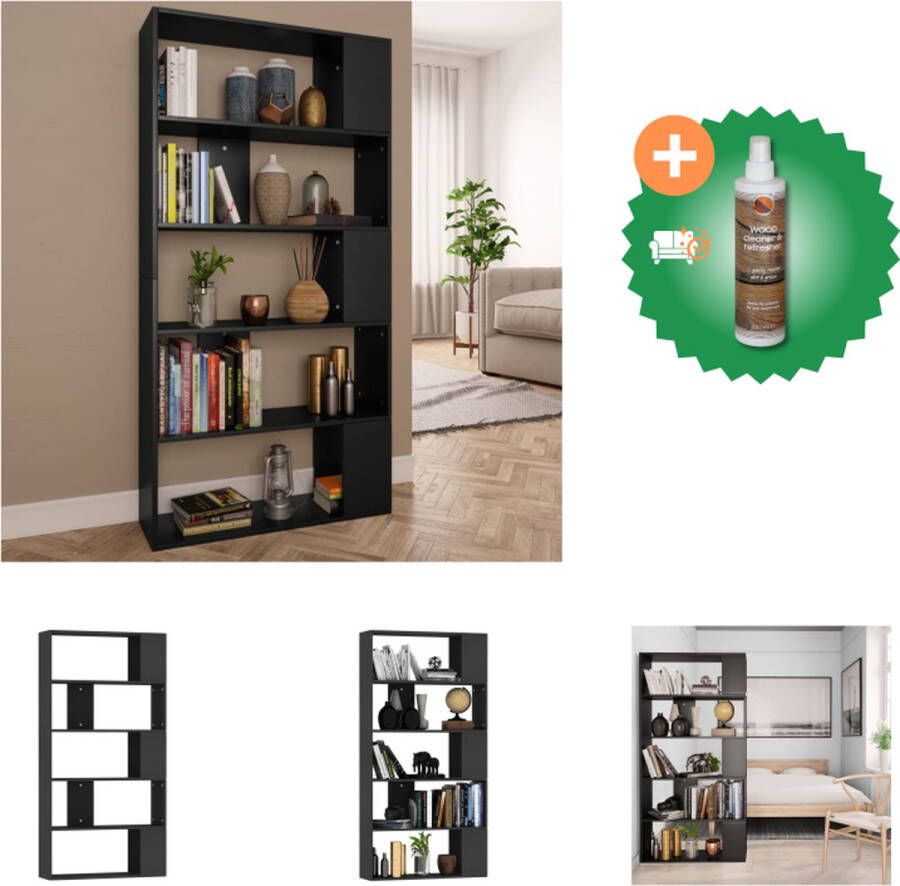 VidaXL Boekenkast kamerscherm 80x24x159 cm bewerkt hout zwart Kast Inclusief Houtreiniger en verfrisser