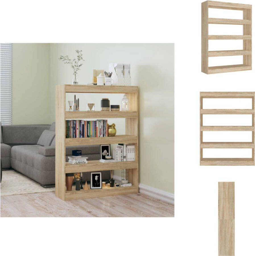 VidaXL Boekenkast Sonoma Eiken 100 x 30 x 135 cm Bewerkt hout Kast