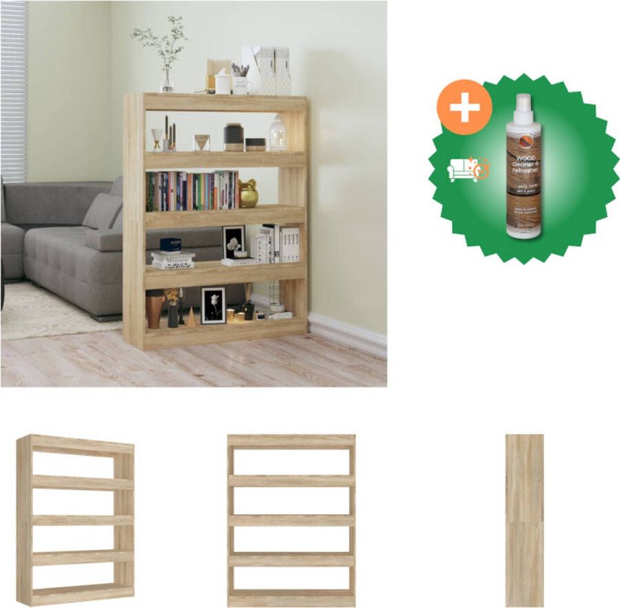 VidaXL Boekenkast kamerscherm 100x30x135 cm sonoma eikenkleurig Kast Inclusief Houtreiniger en verfrisser