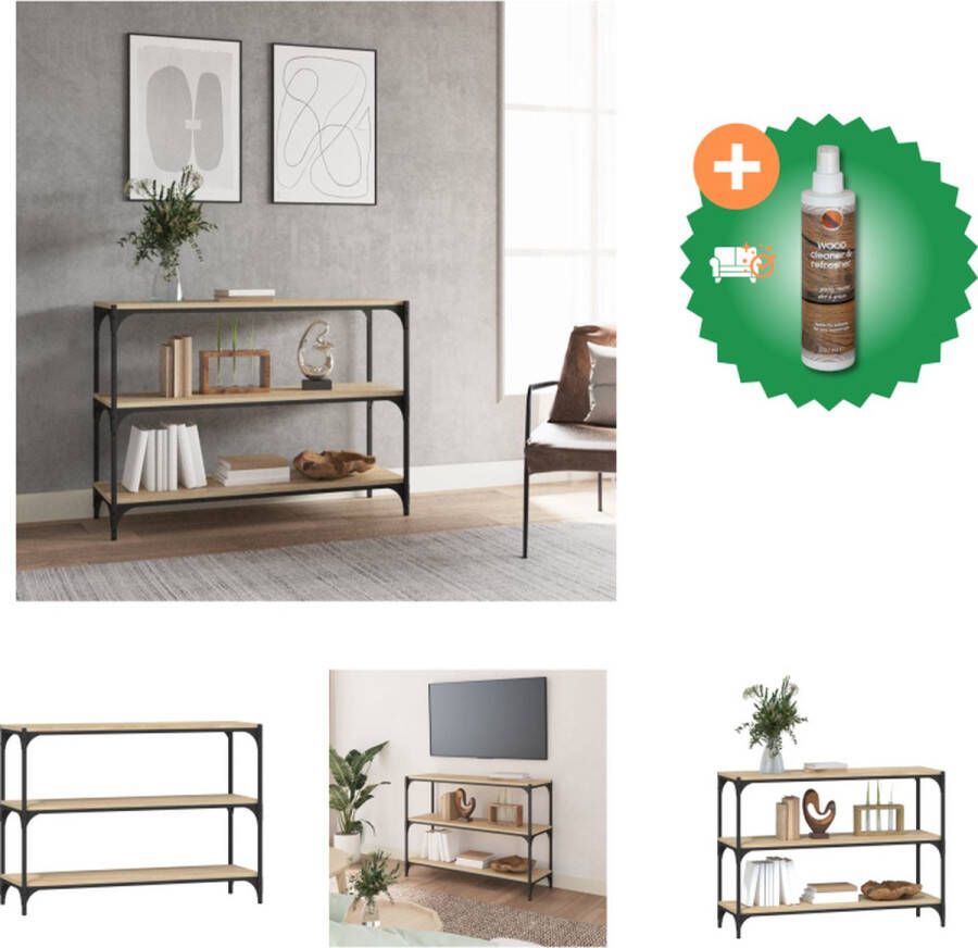 VidaXL Boekenkast Sonoma eiken 100 x 33 x 70.5 cm Duurzaam hout en staal Kast Inclusief Houtreiniger en verfrisser