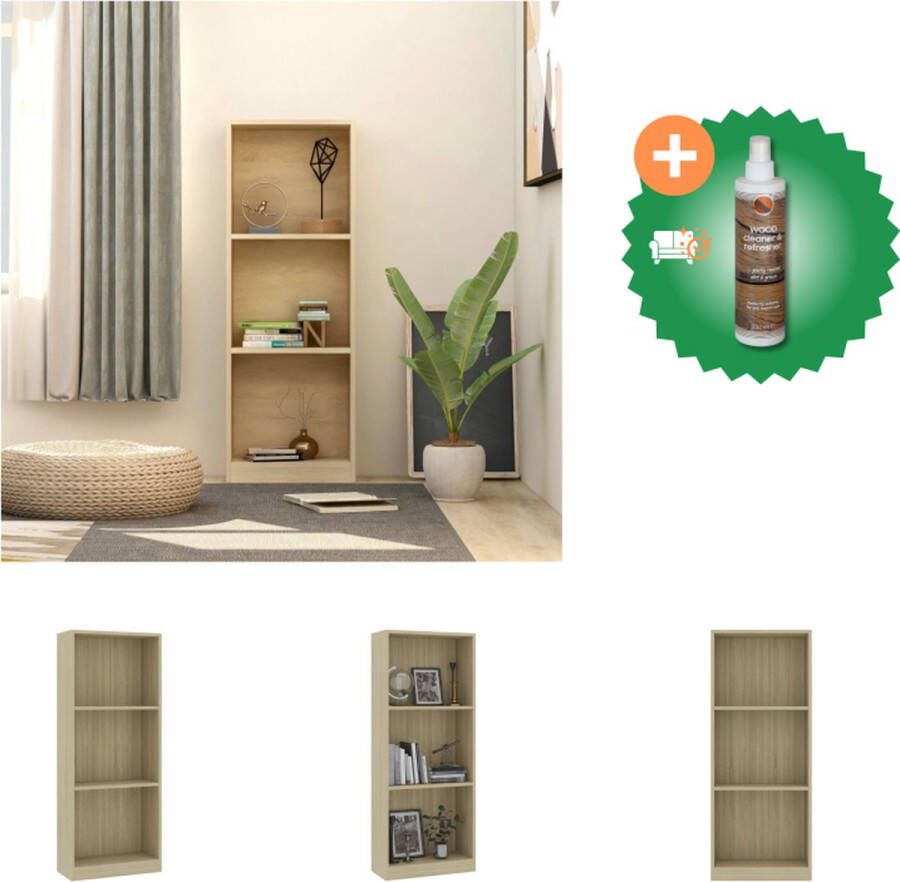 VidaXL Boekenkast met 3 schappen 40x24x108 cm bewerkt hout sonoma eik Kast Inclusief Houtreiniger en verfrisser