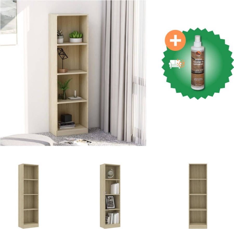 VidaXL Boekenkast met 4 schappen 40x24x142 cm bewerkt hout sonoma eik Kast Inclusief Houtreiniger en verfrisser