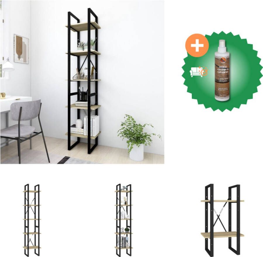 VidaXL Boekenkast Sonoma Eiken 40 x 30 x 105 cm bewerkt hout en metaal Kast Inclusief Houtreiniger en verfrisser