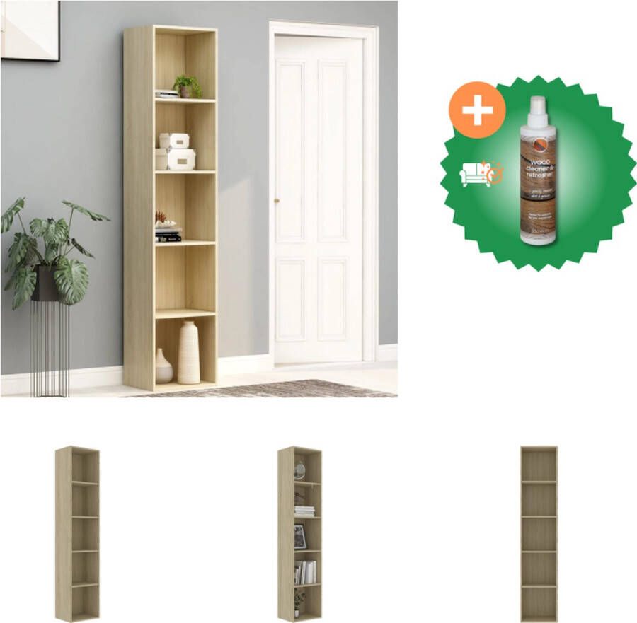 VidaXL Boekenkast 40x30x189 cm spaanplaat sonoma eikenkleurig Kast Inclusief Houtreiniger en verfrisser