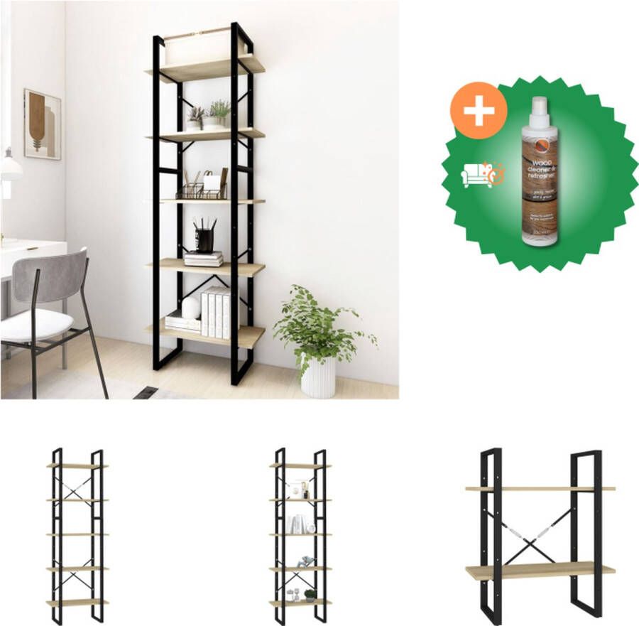 VidaXL Boekenkast 5 schappen 60x30x175 cm bewerkt hout sonoma eiken Kast Inclusief Houtreiniger en verfrisser