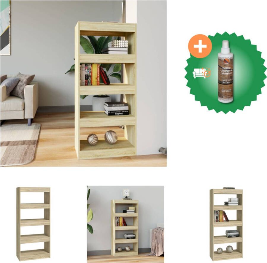 VidaXL Boekenkast kamerscherm 60x30x135 cm bewerkt hout sonoma eiken Kast Inclusief Houtreiniger en verfrisser