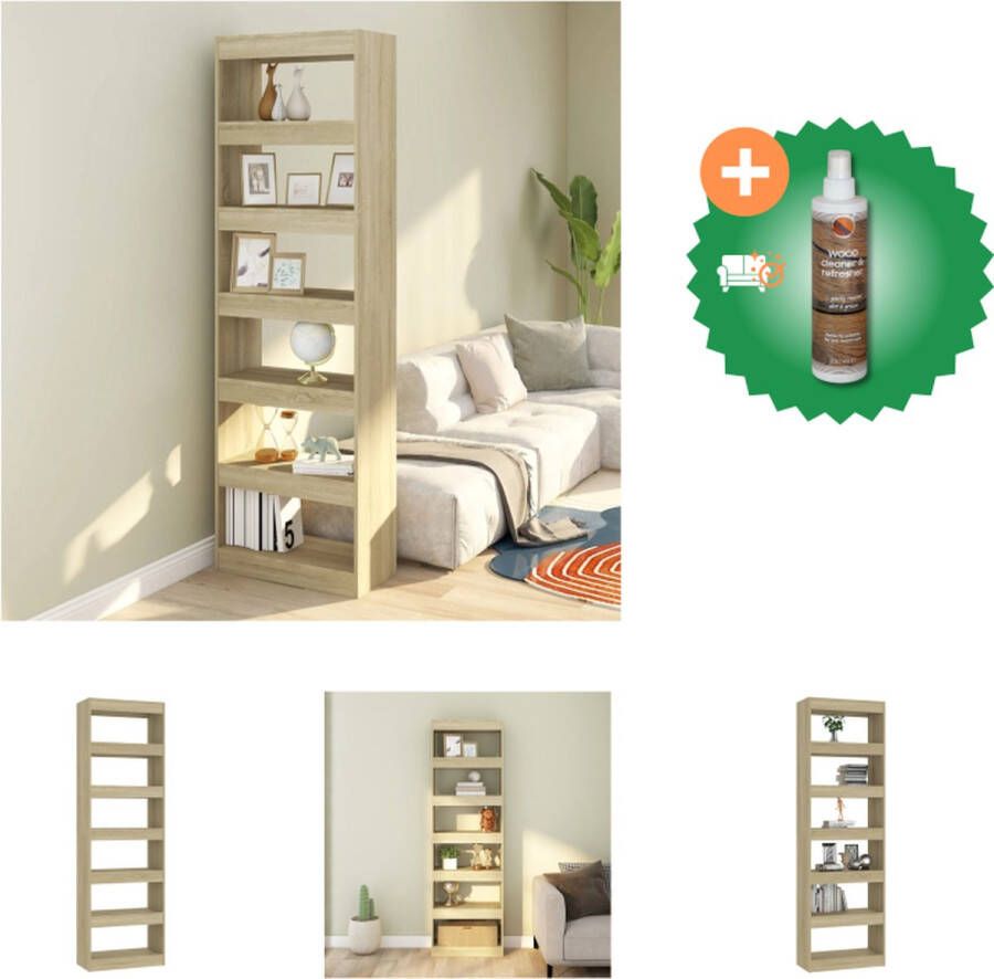 VidaXL Boekenkast Sonoma Eiken 60 x 30 x 198 cm Houten meubel voor opbergruimte Kast Inclusief Houtreiniger en verfrisser