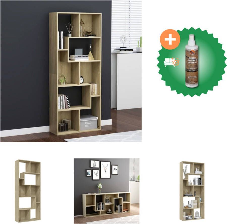 VidaXL Boekenkast 67x24x161 cm spaanplaat sonoma eikenkleurig Kast Inclusief Houtreiniger en verfrisser