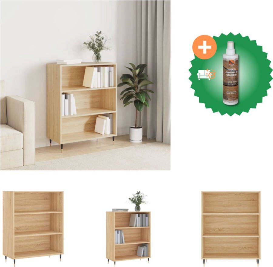 VidaXL Boekenkast 69-5x32-5x90 cm bewerkt hout sonoma eikenkleurig Kast Inclusief Houtreiniger en verfrisser