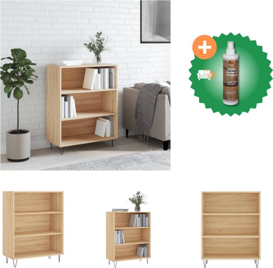 VidaXL Boekenkast 69-5x32-5x90 cm bewerkt hout sonoma eikenkleurig Kast Inclusief Houtreiniger en verfrisser - Foto 2