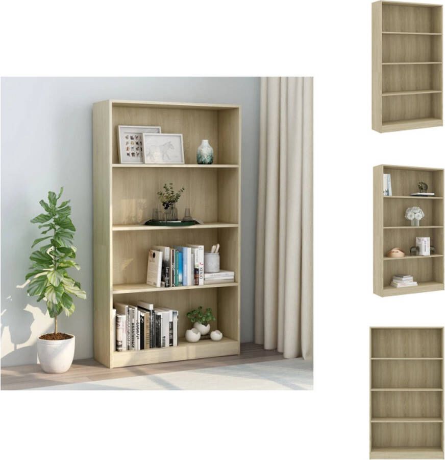 VidaXL Boekenkast Boekenkasten Boekenschap Boekenschappen Boekenkast met 4 schappen 80x24x142 cm bewerkt hout sonoma eik