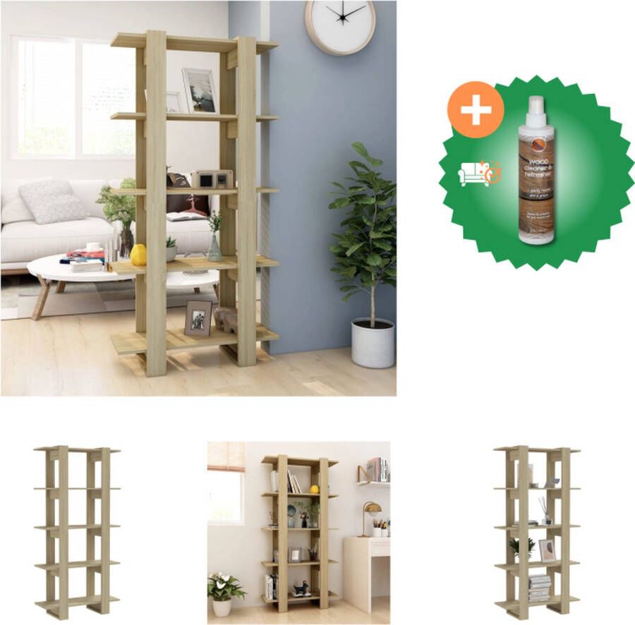VidaXL Boekenkast Sonoma Eiken 80 x 30 x 160 cm Gemaakt van Spaanplaat Kast Inclusief Houtreiniger en verfrisser