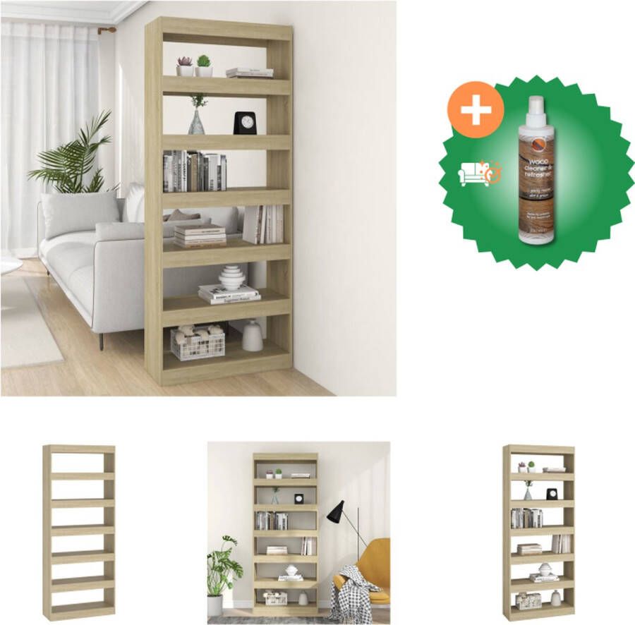 VidaXL Boekenkast kamerscherm 80x30x198 cm spaanplaat sonoma eiken Kast Inclusief Houtreiniger en verfrisser