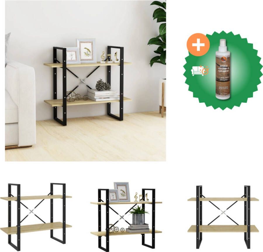 VidaXL Boekenkast met 2 schappen 80x30x70 cm spaanplaat sonoma eiken Kast Inclusief Houtreiniger en verfrisser