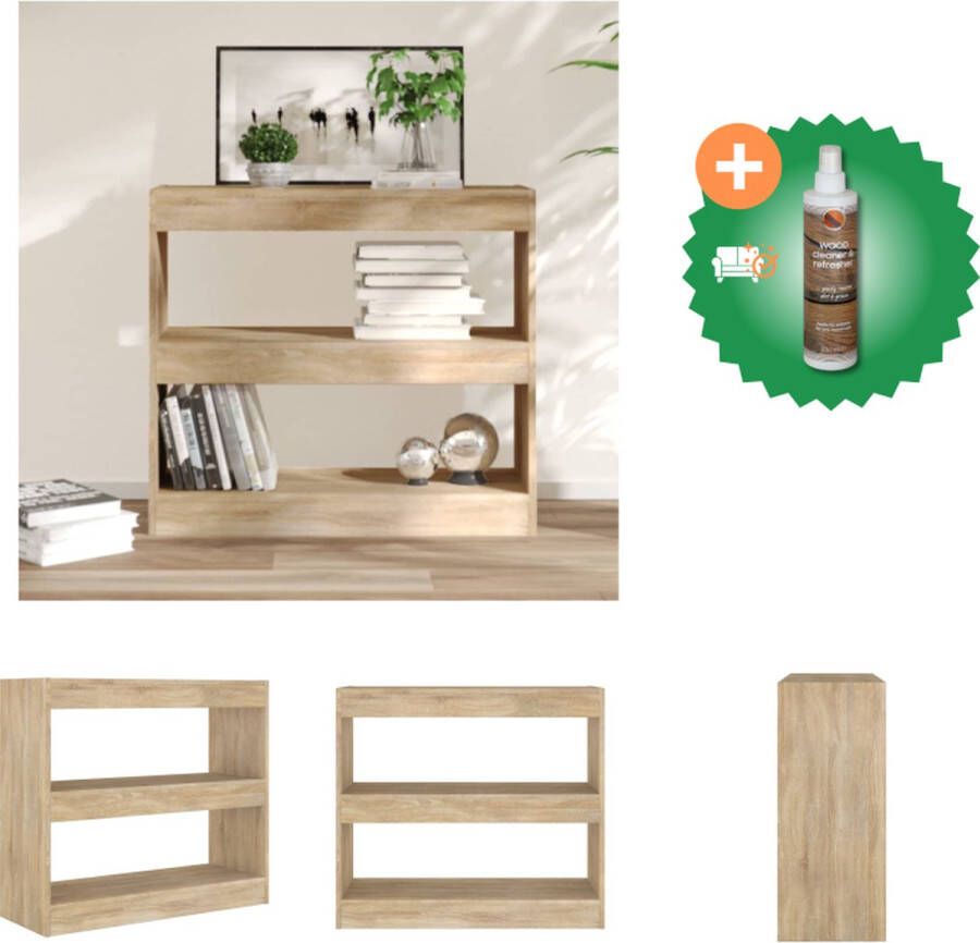 VidaXL Boekenkast Sonoma Eiken 80 x 30 x 72 cm Multi-inzetbaar Kast Inclusief Houtreiniger en verfrisser