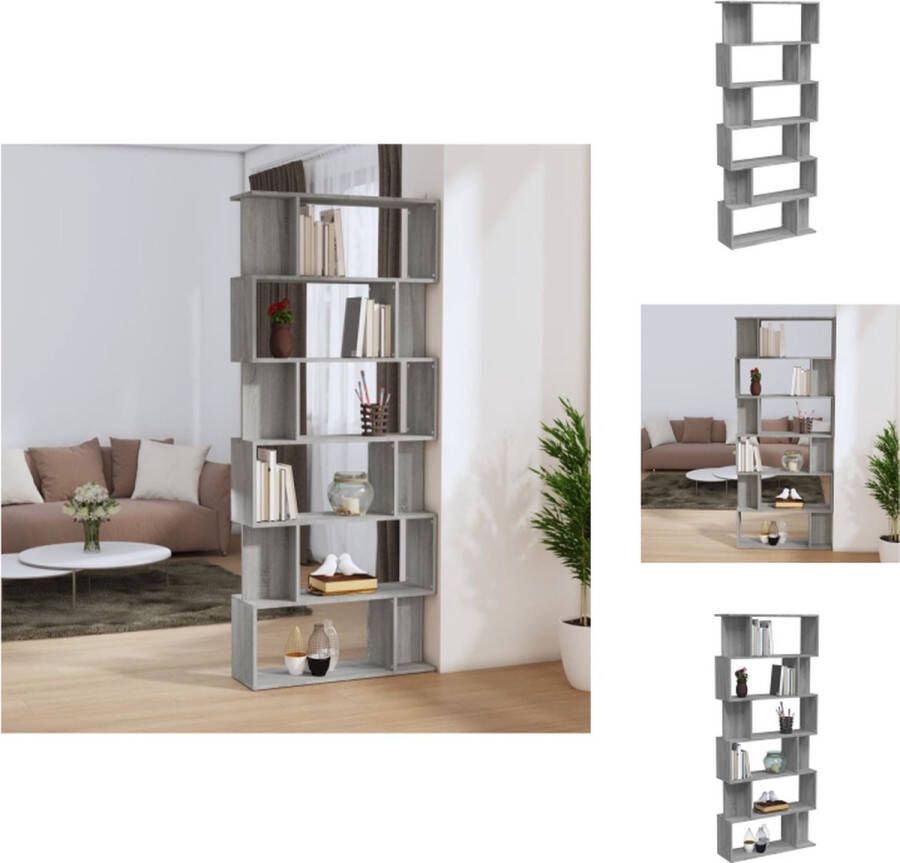 VidaXL Boekenkast Boekenkasten Boekenschap Boekenstandaard Boekenkast kamerscherm 80x24x192 cm bewerkt hout grijs sonoma