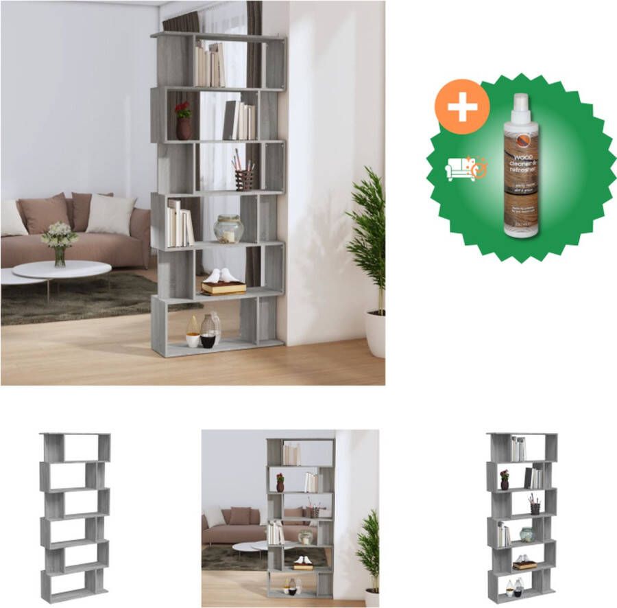 VidaXL Boekenkast kamerscherm 80x24x192 cm bewerkt hout grijs sonoma Kast Inclusief Houtreiniger en verfrisser