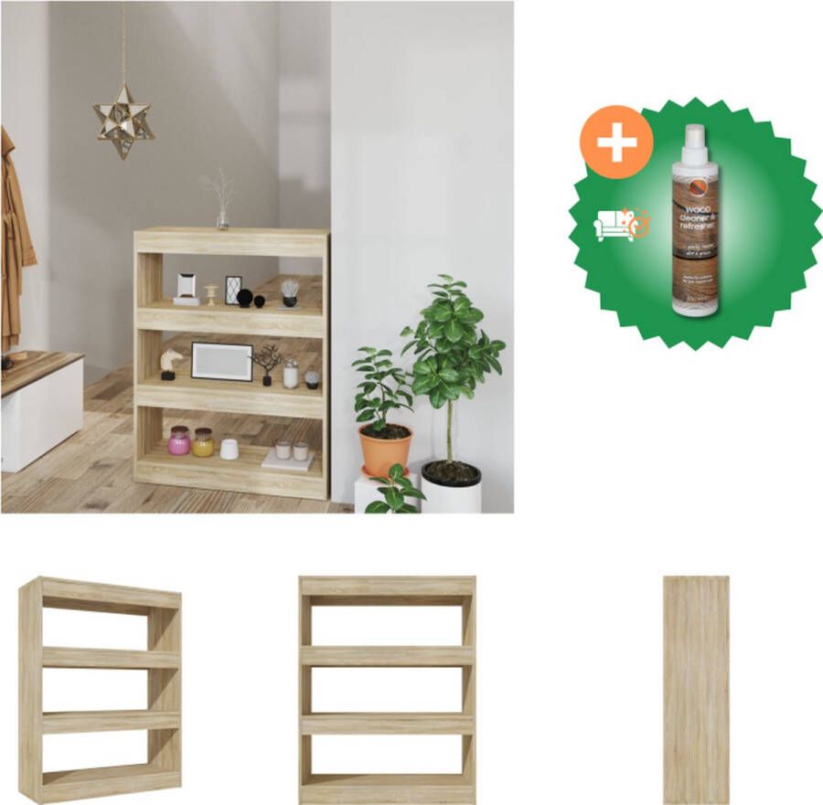 VidaXL Boekenkast Sonoma Eiken 80x30x103 cm Houten stabiel en veelzijdig Kast Inclusief Houtreiniger en verfrisser