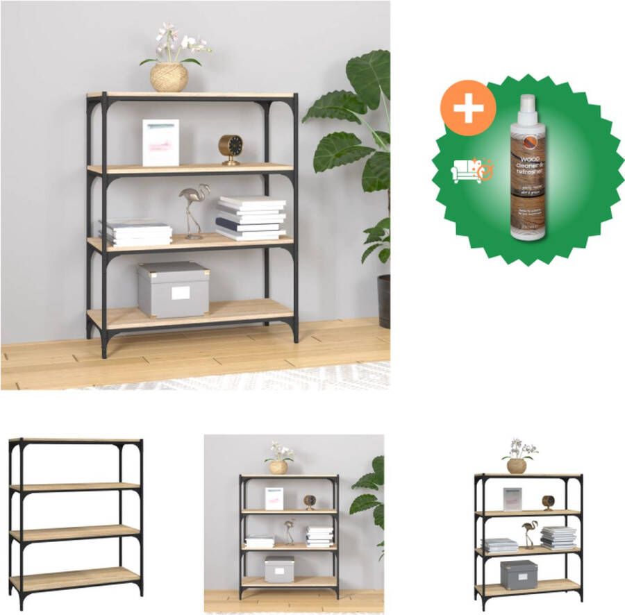 VidaXL Boekenkast Sonoma Eiken 80x33x100 cm Industrieel Ontwerp Kast Inclusief Houtreiniger en verfrisser