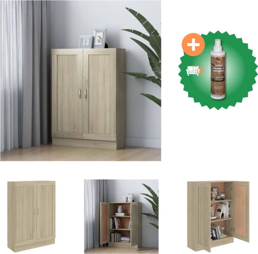 VidaXL Boekenkast Sonoma Eiken 82.5 x 30.5 x 115 cm MDF Montage vereist Kast Inclusief Houtreiniger en verfrisser