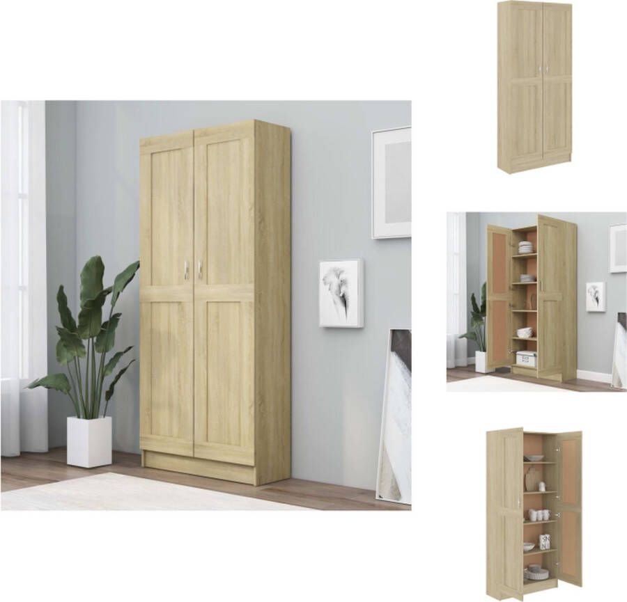 VidaXL Boekenkast Boekenkasten Boekenschap Boekenschappen Boekenkast 82 5x30 5x185 5 cm bewerkt hout sonoma eikenkleur - Foto 2