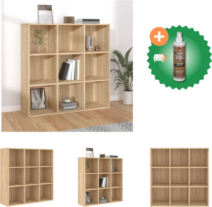 VidaXL Boekenkast 98x30x98 cm spaanplaat sonoma eikenkleurig Kast Inclusief Houtreiniger en verfrisser