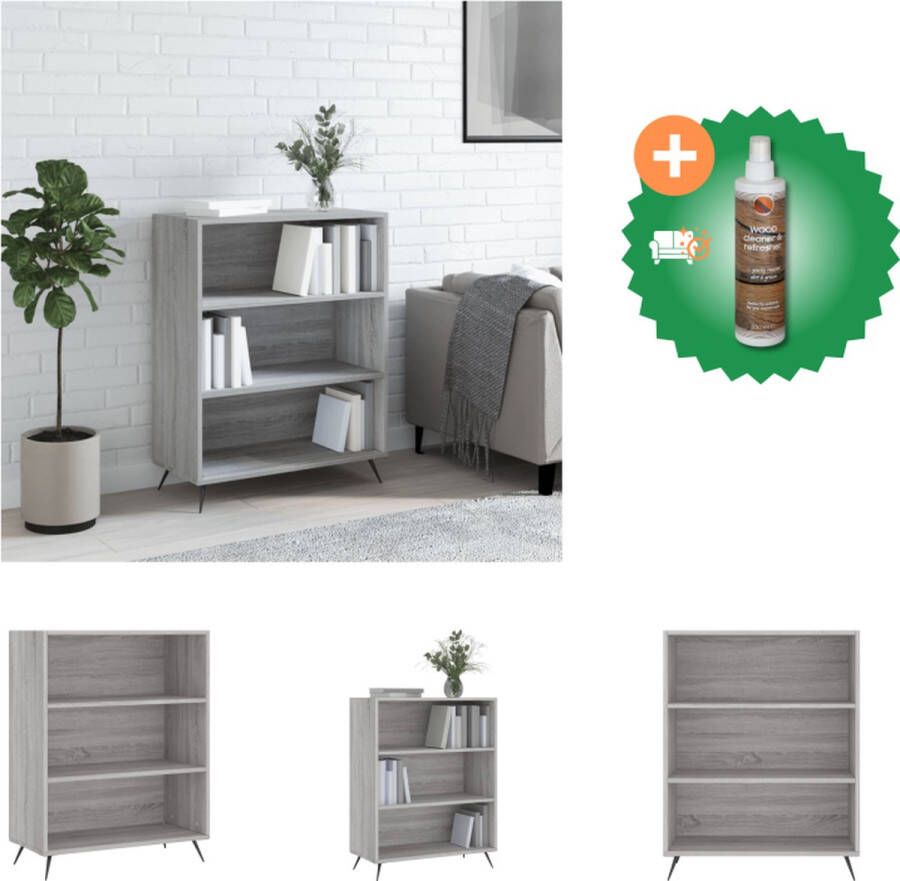 VidaXL Boekenkast Sonoma Eiken Grijs 69.5 x 32.5 x 90 cm Stevig materiaal voldoende opbergruimte stabiel tafelblad metalen voeten Kast Inclusief Houtreiniger en verfrisser - Foto 2