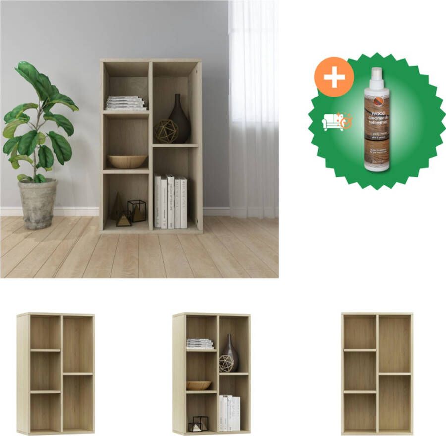 VidaXL Boekenkast dressoir 50x25x80 cm spaanplaat sonoma eikenkleurig Kast Inclusief Houtreiniger en verfrisser