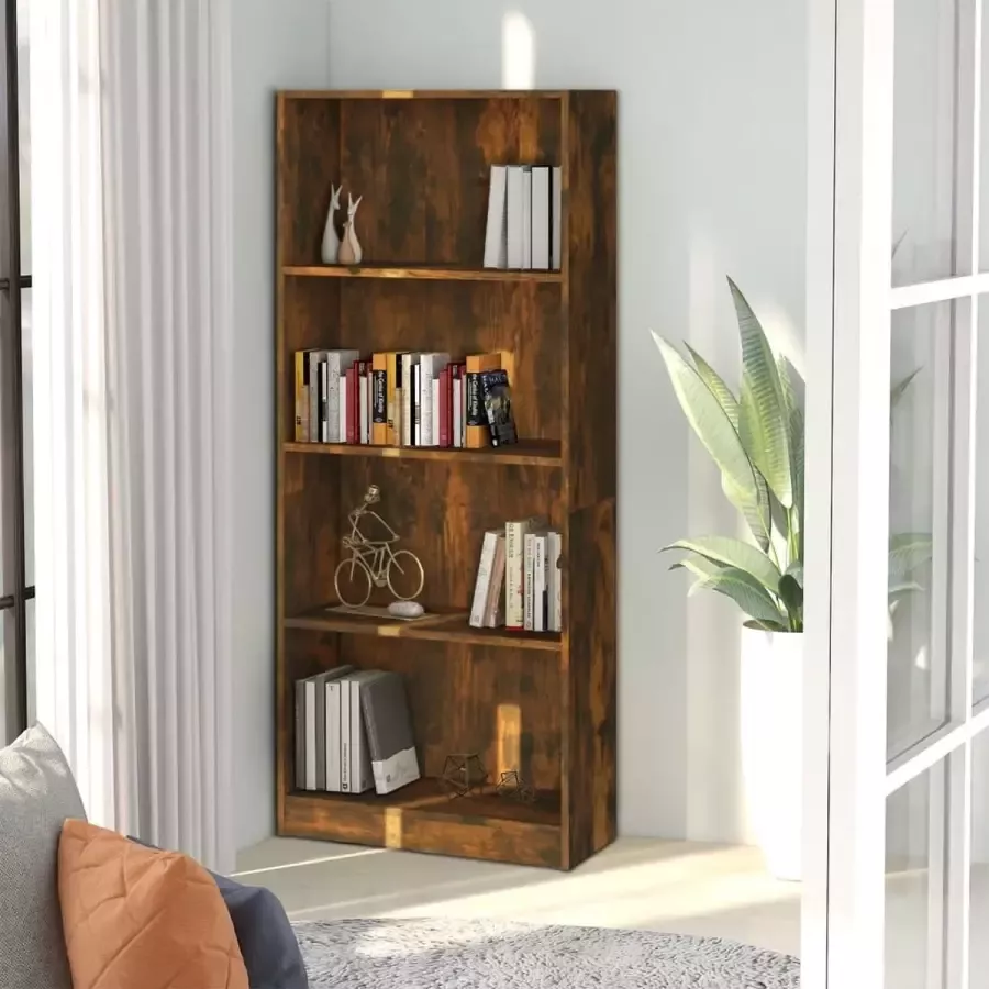 vidaXL Boekenkast spaanplaat 60x24x142 cm kleur smoked eiken